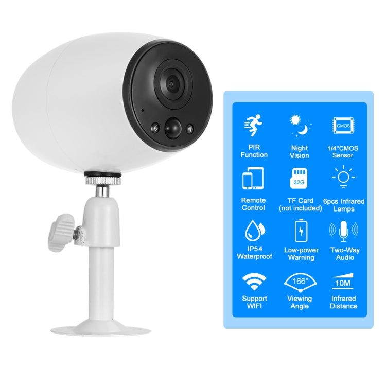 VESAFE VS-DC01 Cámara IP inalámbrica Wifi de audio bidireccional HD 720P de seguridad, compatible con visión nocturna, detección PIR y tarjeta TF, IP54 a prueba de agua, VS-DC01