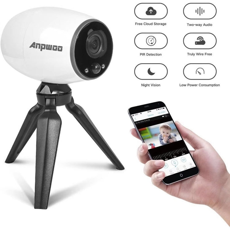Cámara IP Anpwoo Cannon 1.3MP 960P 1/3 pulgadas CMOS HD WiFi con soporte para trípode, compatible con detección de movimiento/visión nocturna, Cannon