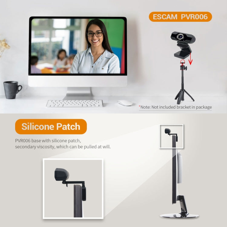 ESCAM PVR006 HD 1080P USB2.0 HD Cámara web con micrófono para PC, PVR006