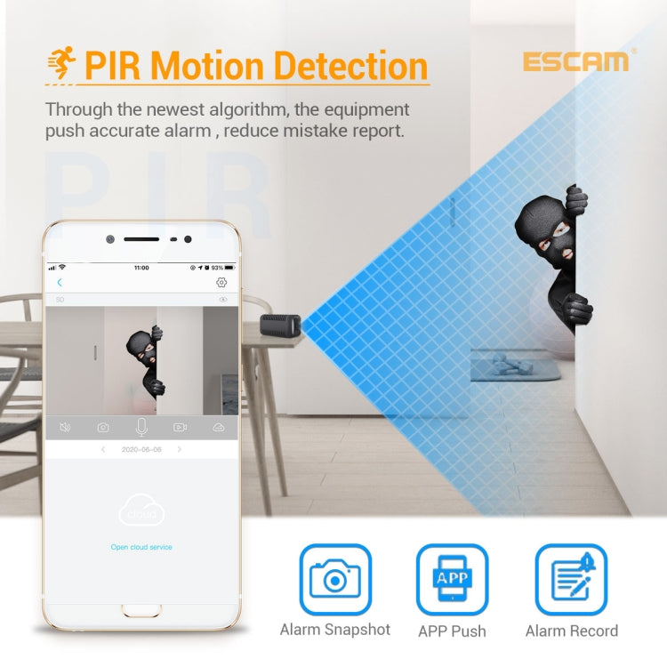 ESCAM G18 1080P Full HD Cámara IP WiFi con batería recargable, compatible con visión nocturna / detección de movimiento PIR / tarjeta TF / audio bidireccional, G18