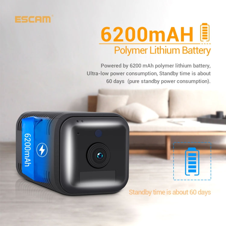 ESCAM G18 1080P Full HD Cámara IP WiFi con batería recargable, compatible con visión nocturna / detección de movimiento PIR / tarjeta TF / audio bidireccional, G18