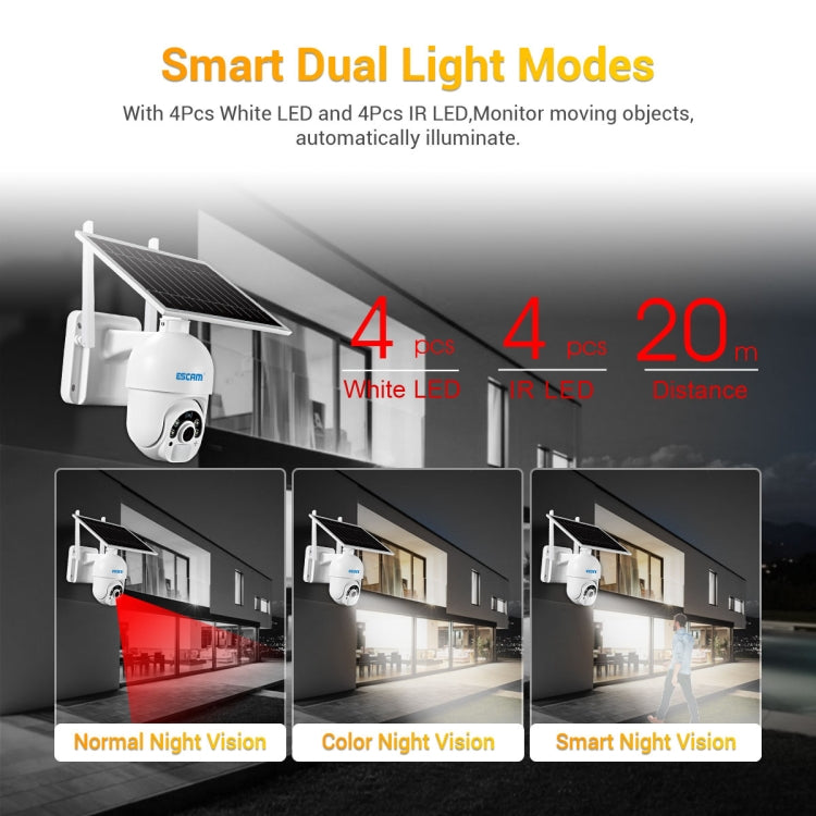 ESCAM QF450 HD 1080P 4G AU Versión Cámara IP con energía solar con memoria de 64G, compatible con audio bidireccional, detección de movimiento PIR, visión nocturna y tarjeta TF, with 64G Memory
