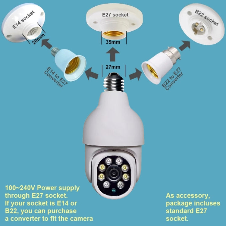 Cámara con bombilla de red para exteriores DP19 Smart WiFi HD, compatible con visión nocturna infrarroja, detección de movimiento y tarjeta TF, DP19