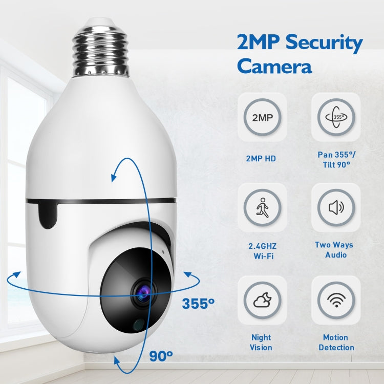 DP17 2,0 millones de píxeles Fuente de luz única Cámara inteligente de doble banda WiFi 1080P HD con bombilla de red para exteriores, compatible con visión nocturna por infrarrojos, audio bidireccional, detección de movimiento y tarjeta TF             ...