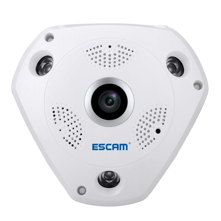 ESCAM Shark QP180 960P Lente ojo de pez de 360 grados Cámara IP WiFi de 1.3MP, compatible con detección de movimiento / visión nocturna, distancia IR: 10 m, QP180