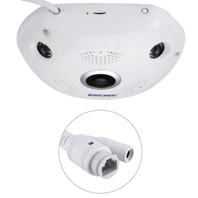 ESCAM Shark QP180 960P Lente ojo de pez de 360 grados Cámara IP WiFi de 1.3MP, compatible con detección de movimiento / visión nocturna, distancia IR: 10 m, QP180