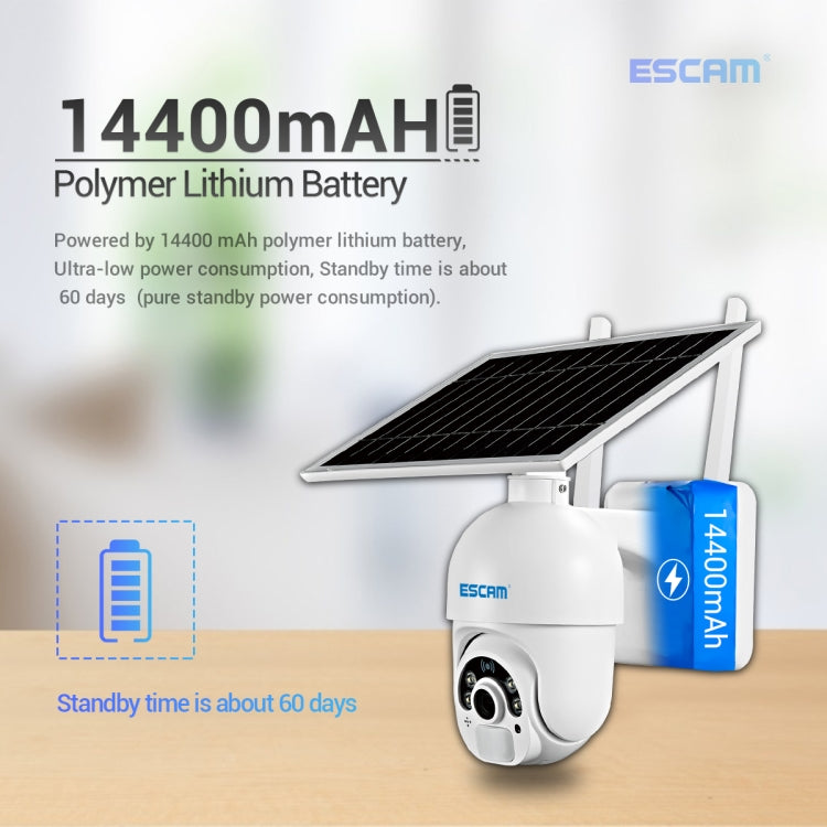 ESCAM QF250 HD 1080P WiFi Cámara IP con Panel Solar, Admite Detección de Movimiento/Visión Nocturna/Tarjeta TF/Audio Bidireccional, QF250