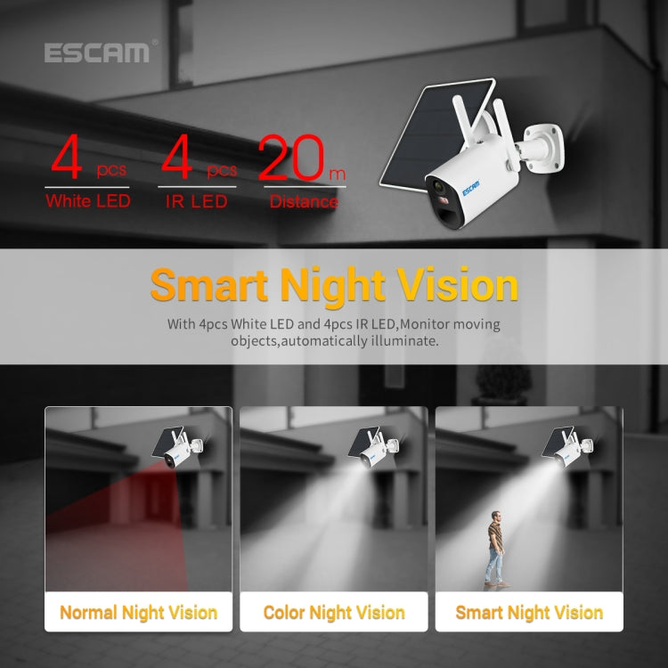 Cámara IP con panel solar ESCAM QF490 HD 1080P 4G 3.8W, versión UE, EU Version