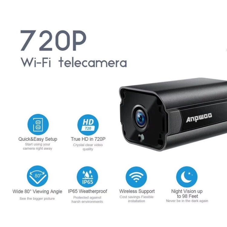 Cámara IP Anpwoo Paladin 720P HD WiFi, compatible con detección de movimiento, visión nocturna por infrarrojos y tarjeta TF (máx. 64 GB), Paladin