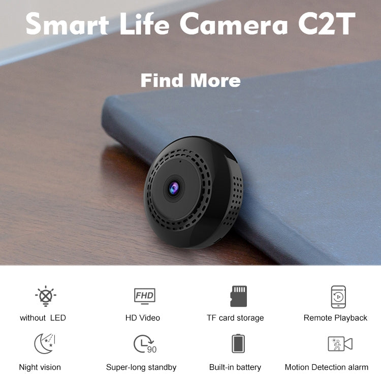 CAMSOY C2T 1080P WiFi Cámara de acción de red inalámbrica Grabadora gran angular, C2T
