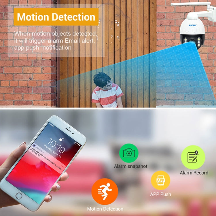 ESCAM Q5068 H.265 5MP Pan / Tilt / 4X Zoom WiFi Cámara IP impermeable, compatible con ONVIF conversación bidireccional y visión nocturna, enchufe AU, EU Plug, AU Plug, UK Plug, US Plug