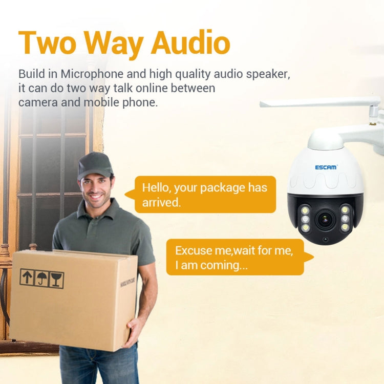 ESCAM Q5068 H.265 5MP Pan / Tilt / 4X Zoom WiFi Cámara IP impermeable, compatible con ONVIF conversación bidireccional y visión nocturna, enchufe AU, EU Plug, AU Plug, UK Plug, US Plug