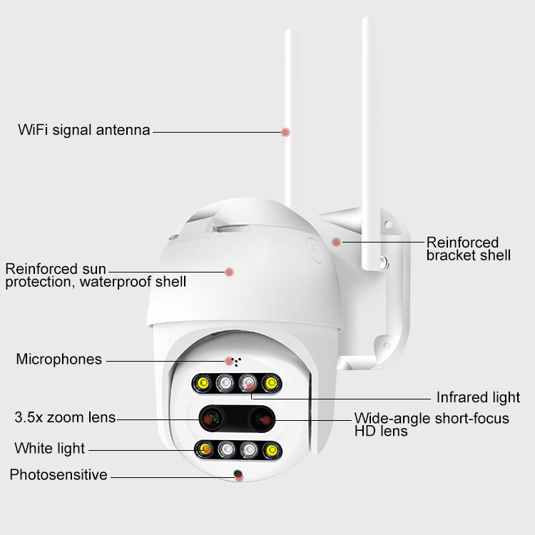 Cámara IP inalámbrica QX48 Pixels 1080P HD, compatible con detección de movimiento, visión nocturna infrarroja y tarjeta TF, QX48