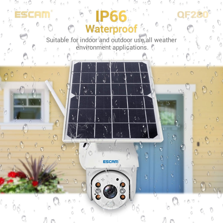 ESCAM QF280 HD 1080P IP66 Cámara IP PT con panel solar WiFi resistente al agua sin batería, compatible con visión nocturna / detección de movimiento / tarjeta TF / audio bidireccional, without Battery