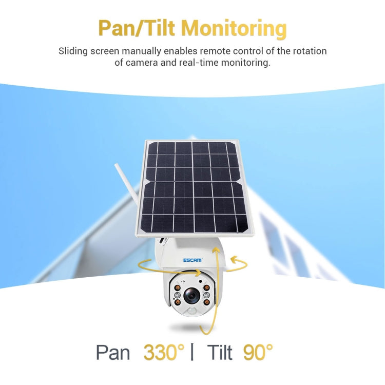 ESCAM QF280 HD 1080P IP66 Cámara IP PT con panel solar WiFi resistente al agua sin batería, compatible con visión nocturna / detección de movimiento / tarjeta TF / audio bidireccional, without Battery