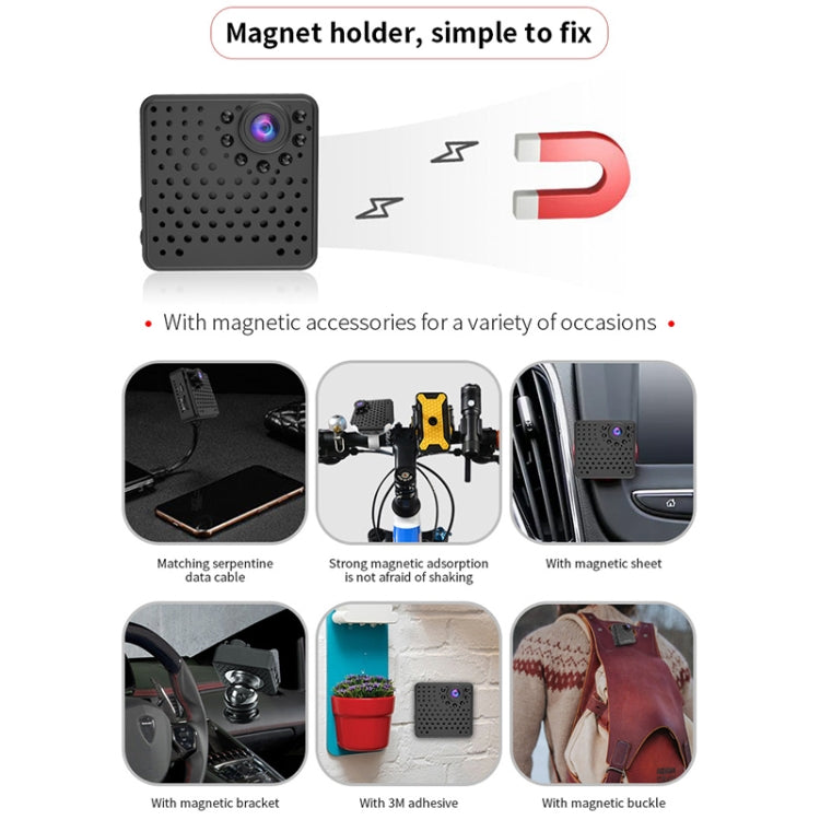Mini cámara de seguridad inteligente W18 1080P HD WiFi, compatible con gran angular de 155 grados, detección de movimiento, visión nocturna infrarroja y tarjeta TF, Wide Angle