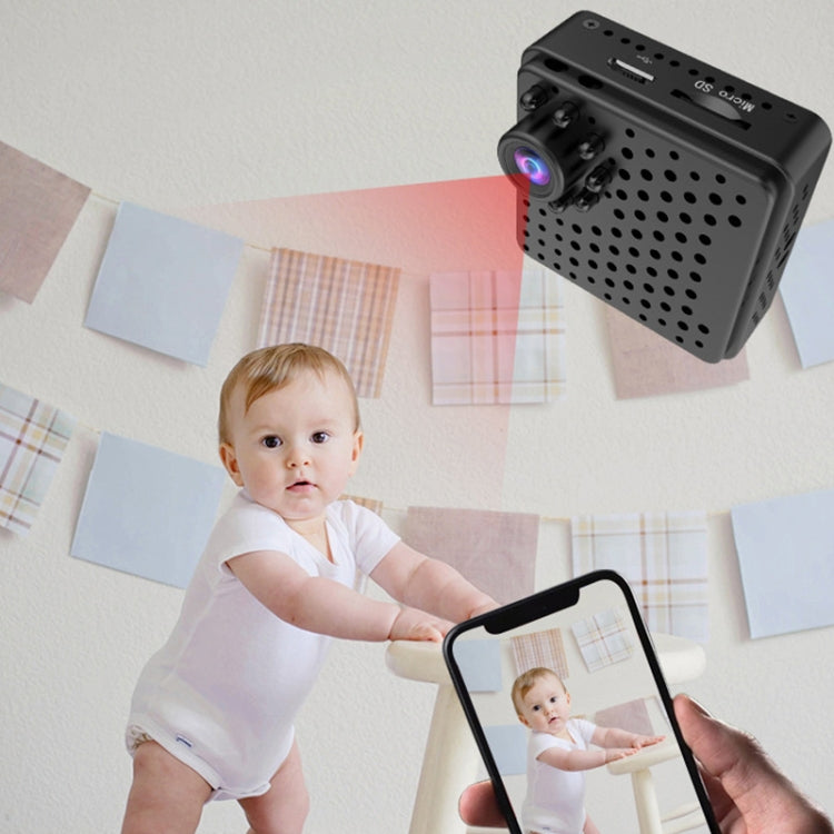 Mini cámara de seguridad inteligente W18 1080P HD WiFi, compatible con gran angular de 155 grados, detección de movimiento, visión nocturna infrarroja y tarjeta TF, Wide Angle