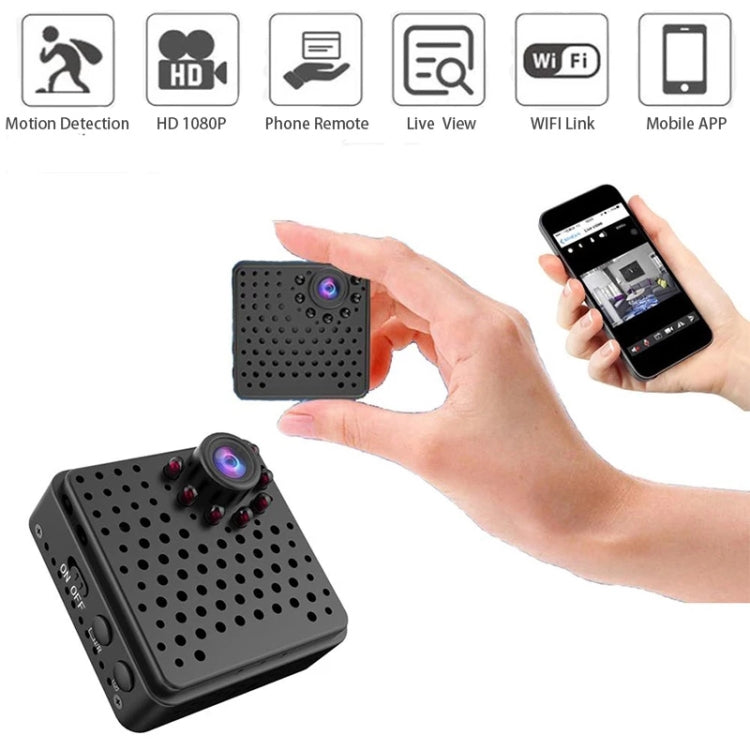 Mini cámara de seguridad inteligente W18 1080P HD WiFi, compatible con gran angular de 155 grados, detección de movimiento, visión nocturna infrarroja y tarjeta TF, Wide Angle