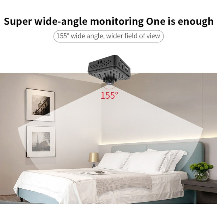 Mini cámara de seguridad inteligente W18 1080P HD WiFi, compatible con gran angular de 155 grados, detección de movimiento, visión nocturna infrarroja y tarjeta TF, Wide Angle