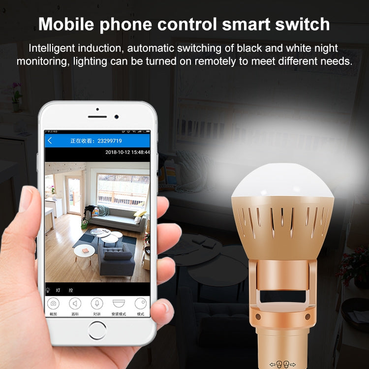 DP3 1,3 megapíxeles panorámica Universal bombilla cámara teléfono móvil instalación remota red doméstica monitoreo HD, 1.3 Megapixel Panoramic