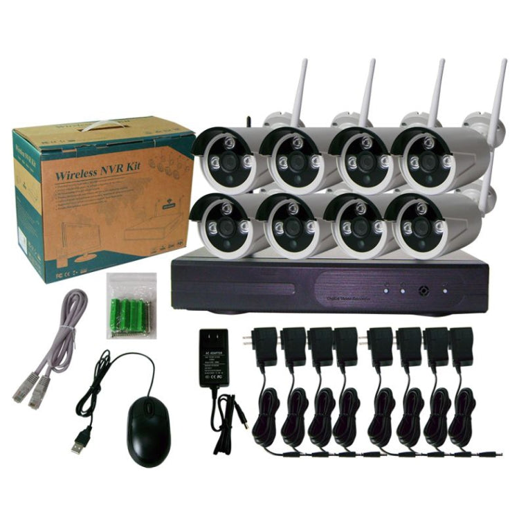 K9608W-PE2013W 8CH HD 960P 1.3 Mega Pixel 2.4GHz WiFi Cámara Bullet IP + Kit NVR, K9608W-PE2013W