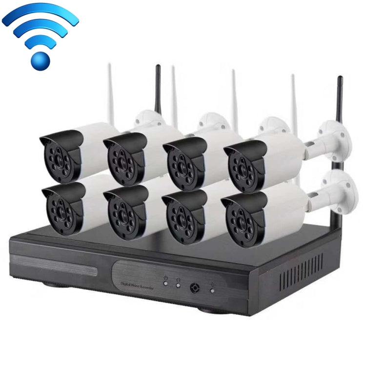 Cámara tipo bala IP WiFi de 8 canales HD 720P de 1,0 megapíxeles y 2,4 GHz + kit NVR, 8CH HD
