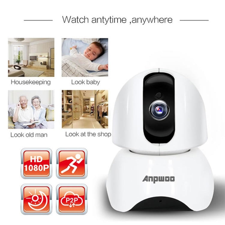 Anpwoo-YT003 2,0 Mega lente de 3,6 mm gran angular 1080P cámara con monitor WIFI inteligente, compatible con visión nocturna y almacenamiento de expansión de tarjeta TF, enchufe de la UE, YT003