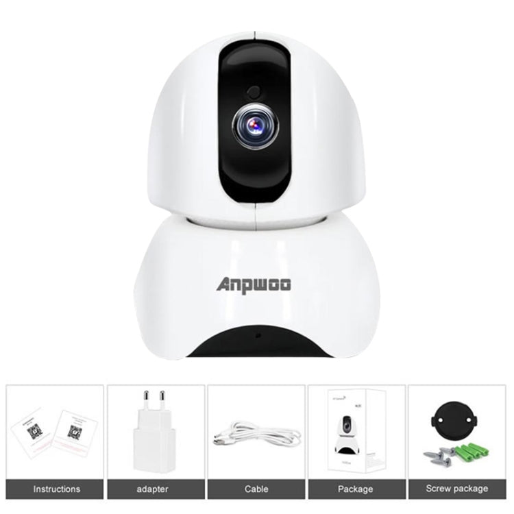 Anpwoo-YT003 2,0 Mega lente de 3,6 mm gran angular 1080P cámara con monitor WIFI inteligente, compatible con visión nocturna y almacenamiento de expansión de tarjeta TF, enchufe de la UE, YT003