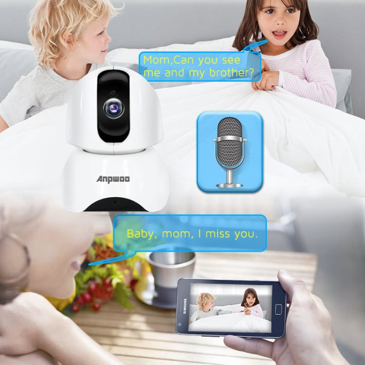 Anpwoo-YT003 2,0 Mega lente de 3,6 mm gran angular 1080P cámara con monitor WIFI inteligente, compatible con visión nocturna y almacenamiento de expansión de tarjeta TF, enchufe de la UE, YT003