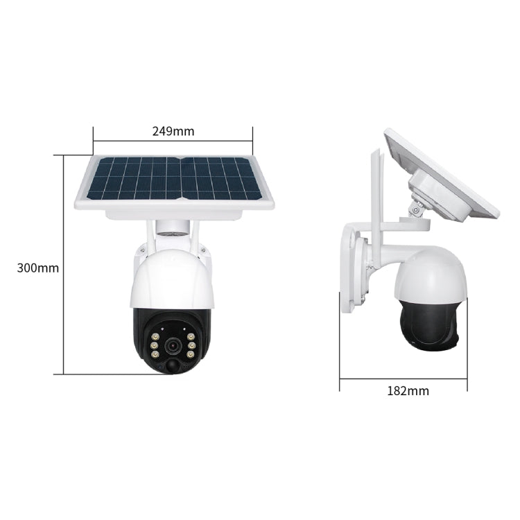 T23 2288 x 1288P Full HD Cámara WiFi con energía solar, compatible con alarma PIR, visión nocturna, audio bidireccional, tarjeta TF, no incluye batería, Not Include Battery