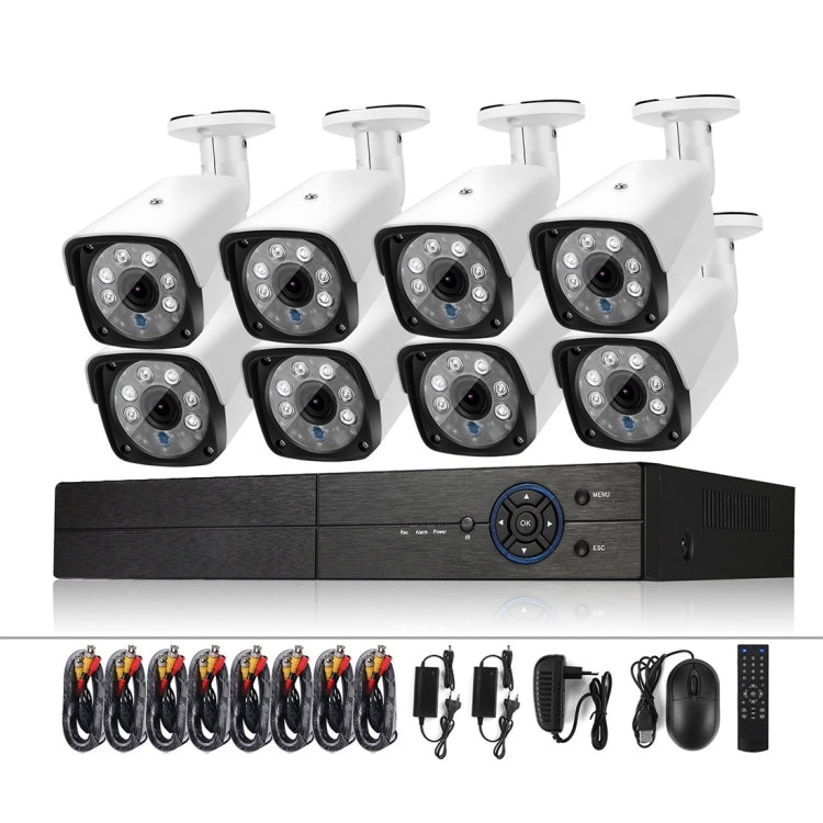 A8B3 / Kit Sistema DVR de vigilancia 8CH 1080N y cámara tipo bala resistente a la intemperie HD 720P 1.0MP, compatible con visión nocturna por infrarrojos y monitor remoto P2P y teléfono, A8B3 / Kit 8CH Black, A8B3 / Kit 8CH White