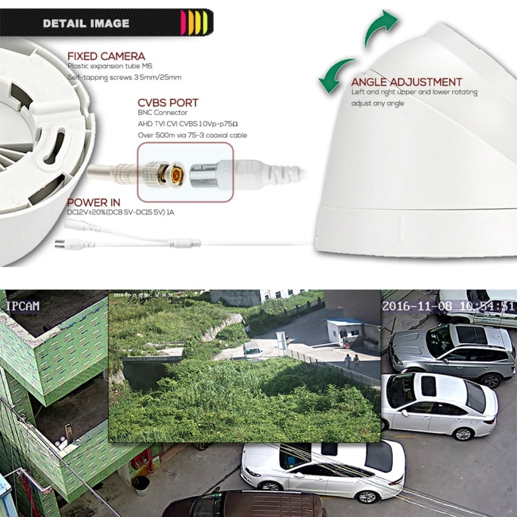 533W / A Lente gran angular de 3,6 mm HD Color 1500 TVL Cmos Sensor CCTV Cámara domo de vigilancia del hogar, compatible con visión diurna y nocturna, 533W / A