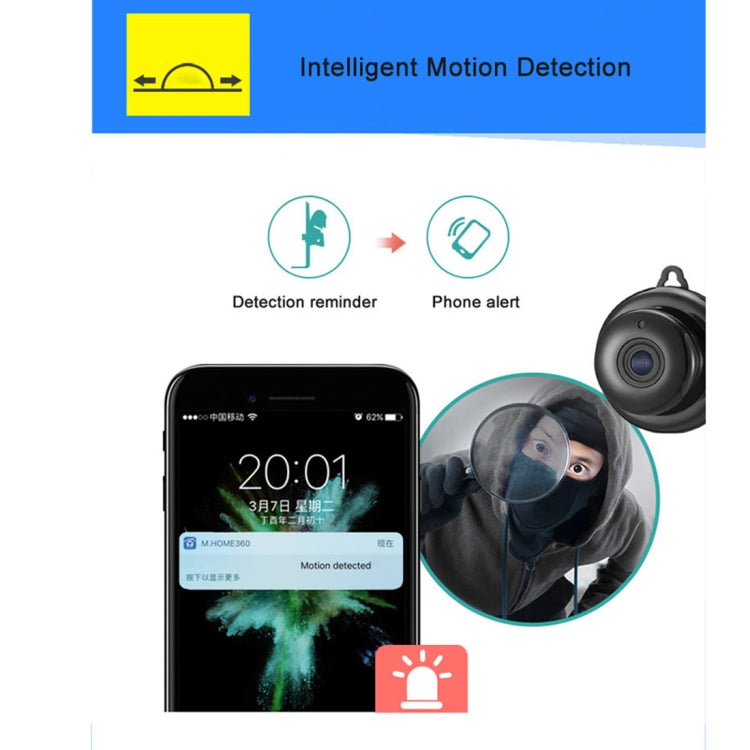 Anpwoo MN001 3518Ev200 1.0 MP Mini HD WiFi cámara IP con 6 LED infrarrojos, compatible con detección de movimiento, visión nocturna y tarjeta TF (máx. 64 GB), MN001
