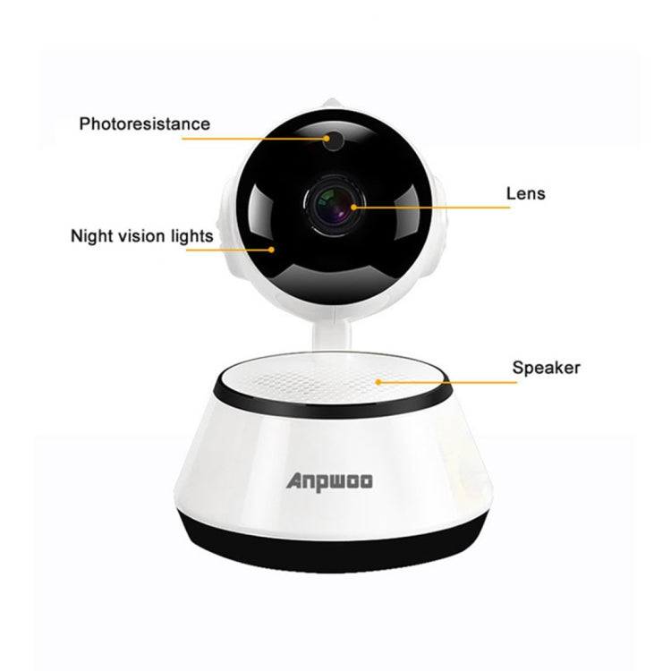 Cámara IP Anpwoo YT001 720P HD WiFi con 6 LED infrarrojos, compatible con detección de movimiento, visión nocturna y tarjeta TF (máx. 64 GB), YT001