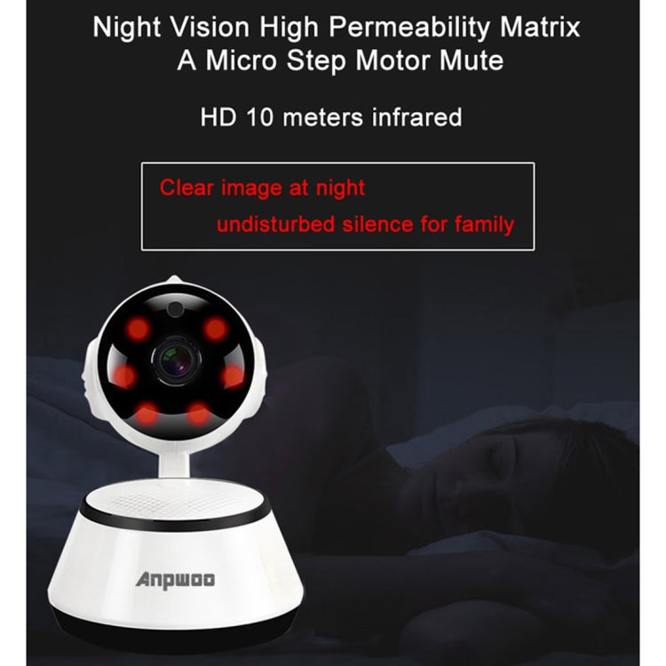 Cámara IP Anpwoo YT001 720P HD WiFi con 6 LED infrarrojos, compatible con detección de movimiento, visión nocturna y tarjeta TF (máx. 64 GB), YT001