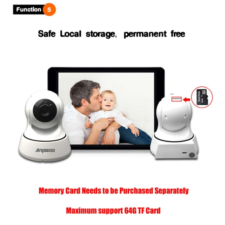 Cámara IP Anpwoo YT002 Ingenic T10 720P HD WiFi con 11 LED infrarrojos, compatible con detección de movimiento, visión nocturna y tarjeta TF (máx. 64 GB), YT002