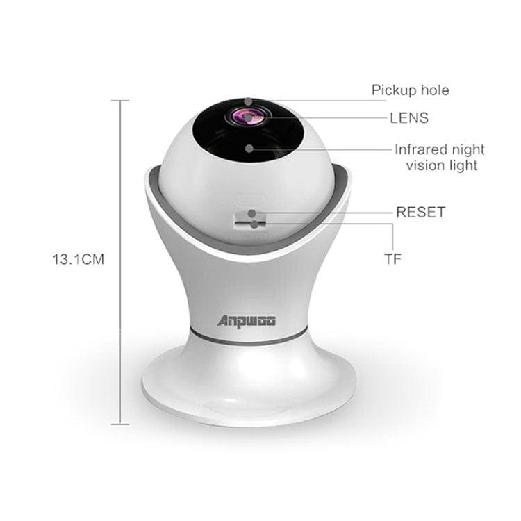Cámara IP Anpwoo Hercules GM8135 + SC2145 1080P HD WiFi, compatible con detección de movimiento, visión nocturna por infrarrojos y tarjeta TF (máx. 128 GB), Hercules