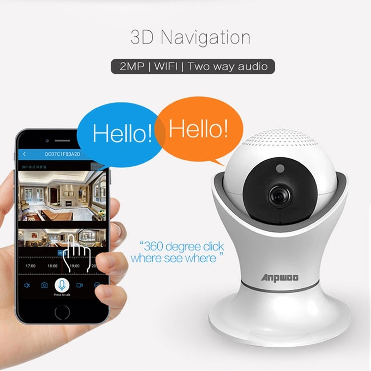 Cámara IP Anpwoo Hercules GM8135 + SC2145 1080P HD WiFi, compatible con detección de movimiento, visión nocturna por infrarrojos y tarjeta TF (máx. 128 GB), Hercules