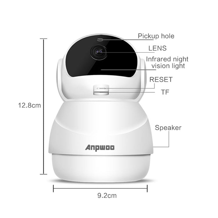 Cámara IP Anpwoo Warrior GM8135 + SC2145 1080P HD WiFi, compatible con detección de movimiento, visión nocturna por infrarrojos y tarjeta TF (máx. 128 GB), Warrior