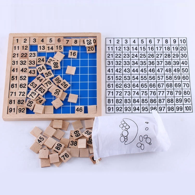 Material didáctico Montessori de madera, juguete de placa de tablero de conteo de números consecutivos de matemáticas 1 - 100, 1 - 100 Consecutive Numbers Counting Board