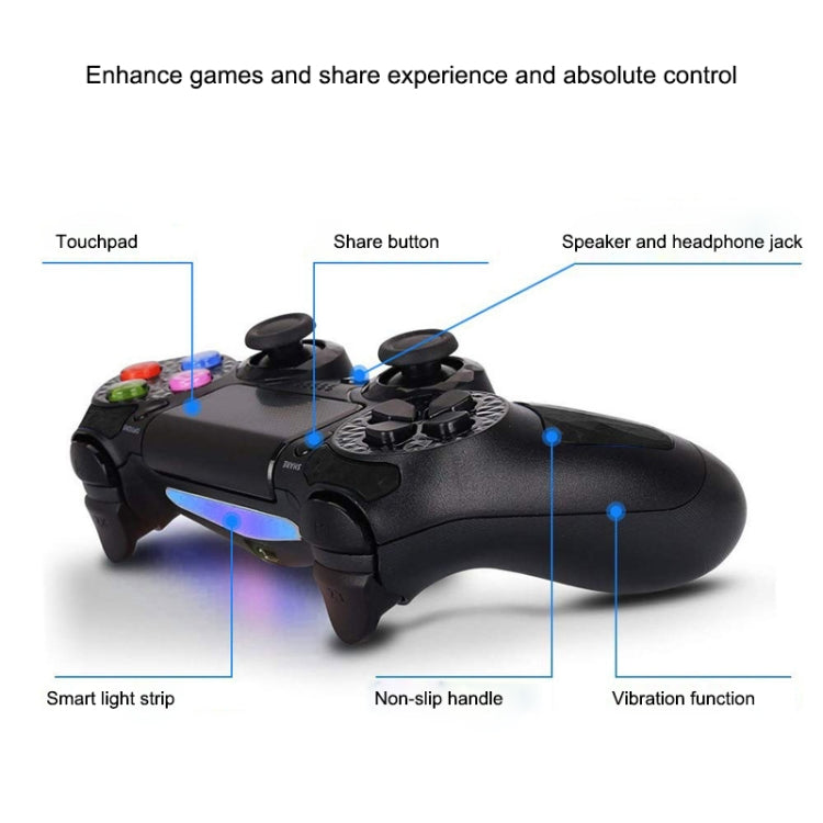 Controlador inalámbrico Bluetooth con textura de diamante, placa táctil de choque, controlador de mango de juego con indicador inteligente para Sony PS4