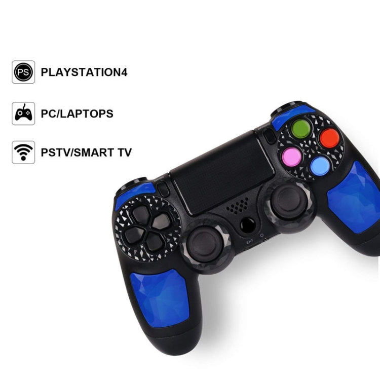 Controlador inalámbrico Bluetooth con textura de diamante, placa táctil de choque, controlador de mango de juego con indicador inteligente para Sony PS4