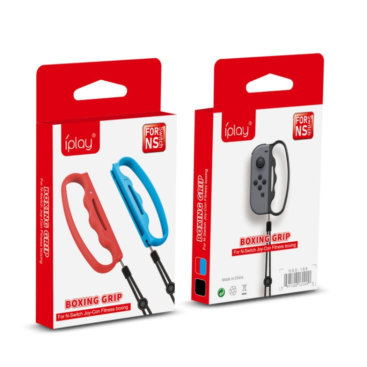 Empuñadura de boxeo con mango pequeño iPlay, empuñadura de mando con correa para Switch Joy-Con, Black, Red