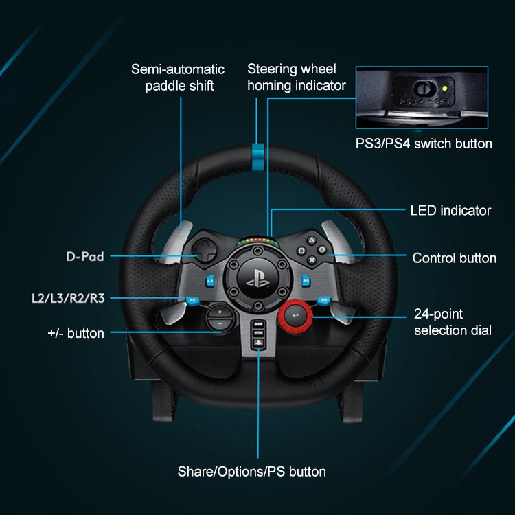 Palanca de cambio de pedal de volante de carreras Logitech G29 para PS3 / PS4 / PS5, G29