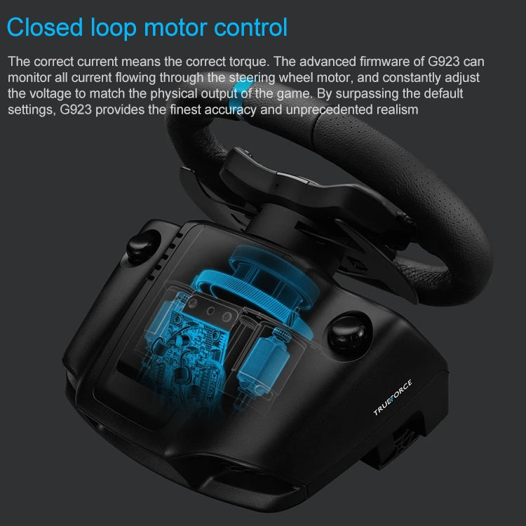 Palanca de cambio de pedal de volante de carreras Logitech G923 para PS5 / PS4 / PC, G923