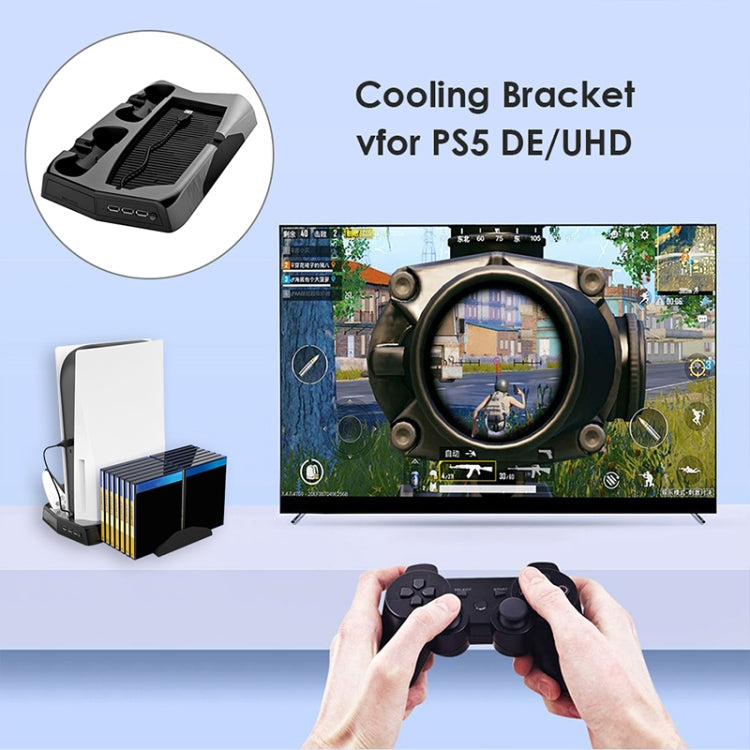 Base de ventilador de refrigeración de carga multifunción KJH P5-010-2 con soporte de bandeja de almacenamiento para PS5 De / UHD, KJH P5-010-2