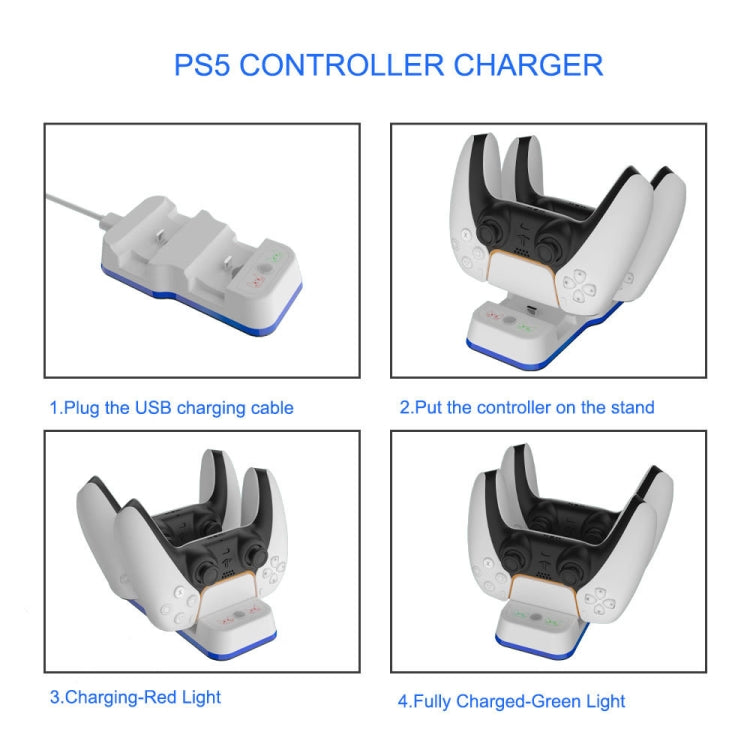 Estación de carga dual con mango inalámbrico JYS P5116 con luz indicadora para PS5, JYS P5116