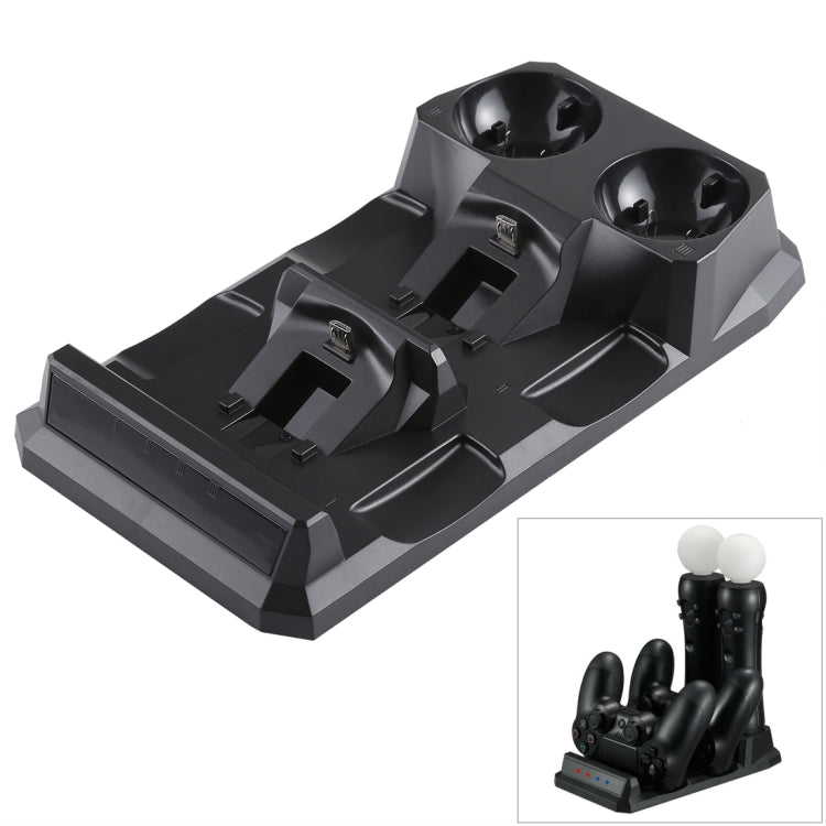 Estación de carga USB con cargador 4 en 1, soporte con indicador LED para controlador Playstation PS4 y controlador PS Move, For PS4 & PS Move