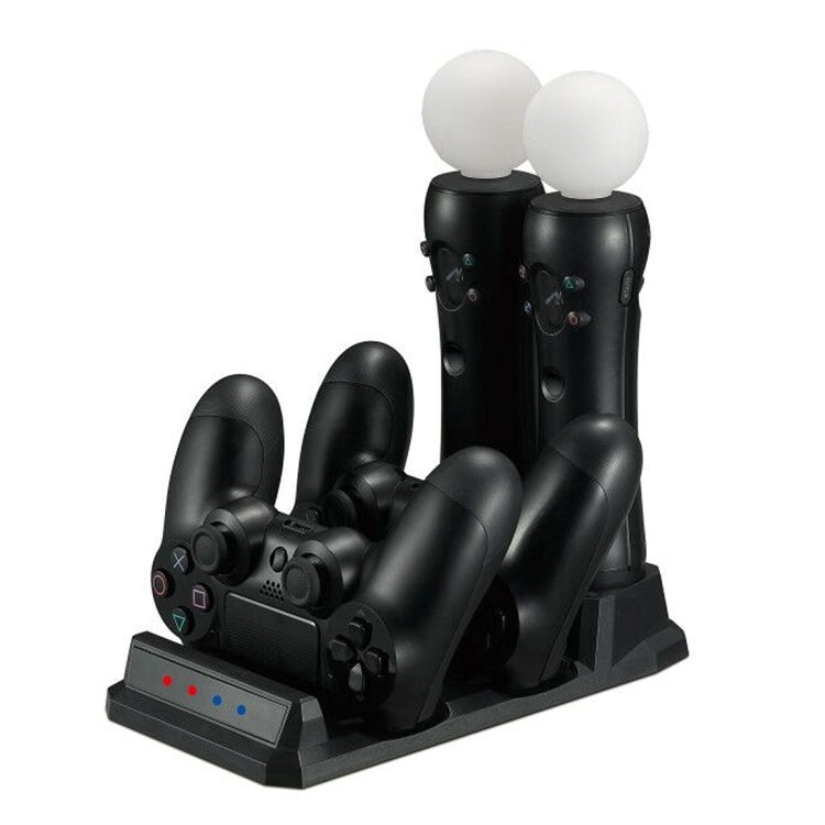 Estación de carga USB con cargador 4 en 1, soporte con indicador LED para controlador Playstation PS4 y controlador PS Move, For PS4 & PS Move