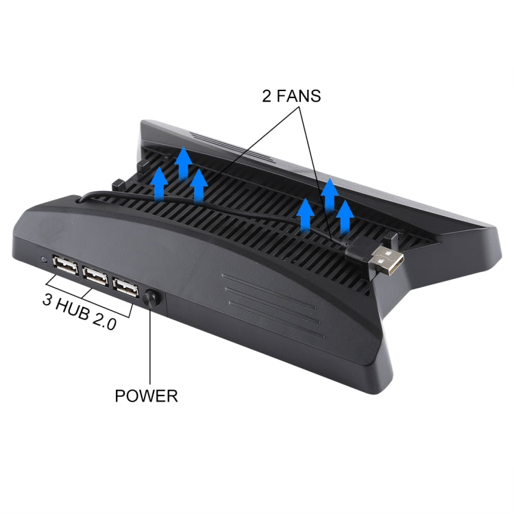 Soporte de estación de carga con cargador 3 en 1 + ventiladores de refrigeración + 3 concentradores USB para Playstation PS4 Pro, For  PS4 Pro